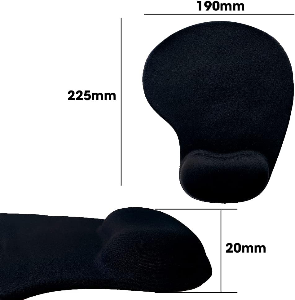 Sounce Mouse Pad, Ergonomic Mouse Pad with Comfortable Gel Wrist Rest Support and Lycra Cloth, Non-Slip PU Base for Easy Typing Pain Relief, Durable and Washable, Classic (Black)