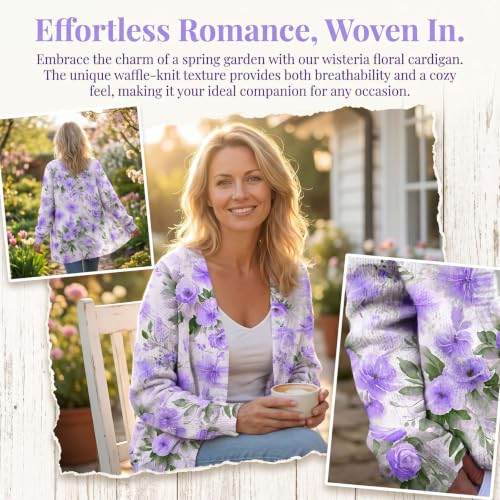 Cárdigan mujer con estampado floral estilo boho y botones de punto 7