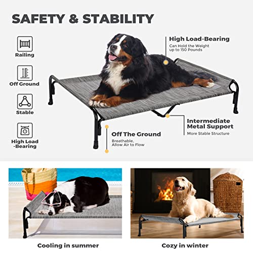 Veehoo Elevated Dog Bed, Outdoor Raised Dog Cots Bed For Large Dogs, Cooling Camping Elevated Pet Bed With Slope Headrest For Indoor And Outdoor, Washable Breathable, Xx-Large, Black Silver, Cwc2204 #TOP5
