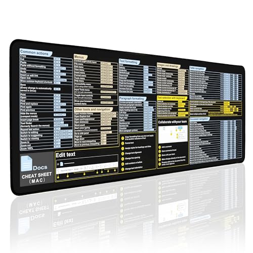 Tapis de souris Google Docs, grand tapis avec raccourcis Google Docs, surface étendue pour souris...