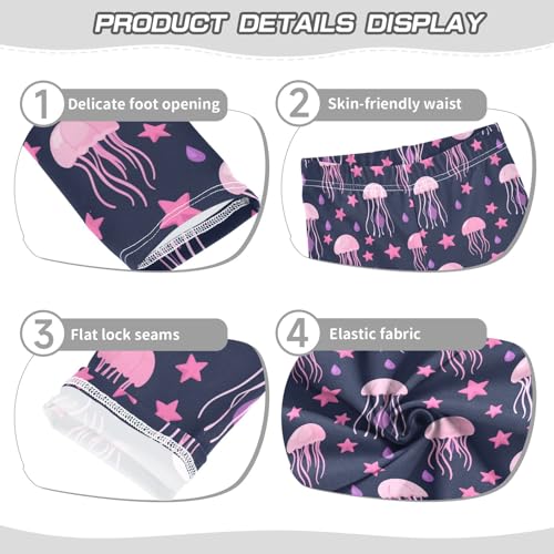 Girls' Athletic Leggings Ankle Length Yoga Dance Pants Kids Teen 4T Jellyfish and Starfish3