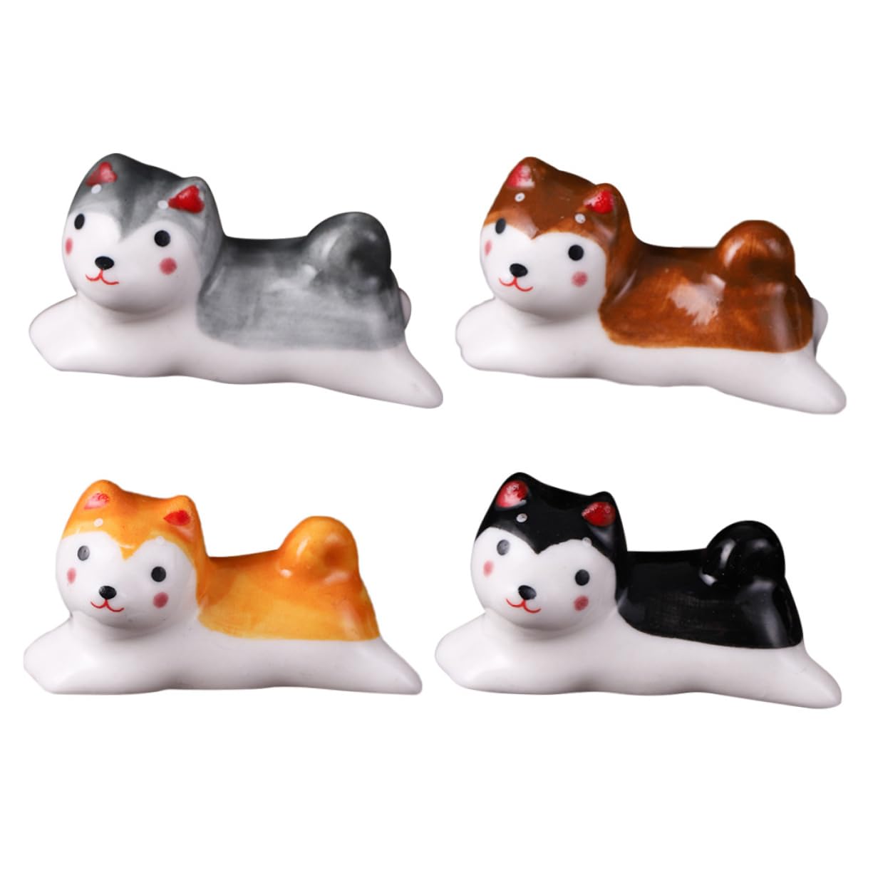 4pcs Shiba Inu Chopstick Rest Chopstick Holder Rest Fork Spoon Racks Lovely Chopsticks Holder Chopsticks Holders Chopstick Rests Dog Table Decor Ceramic Chopstick Stand