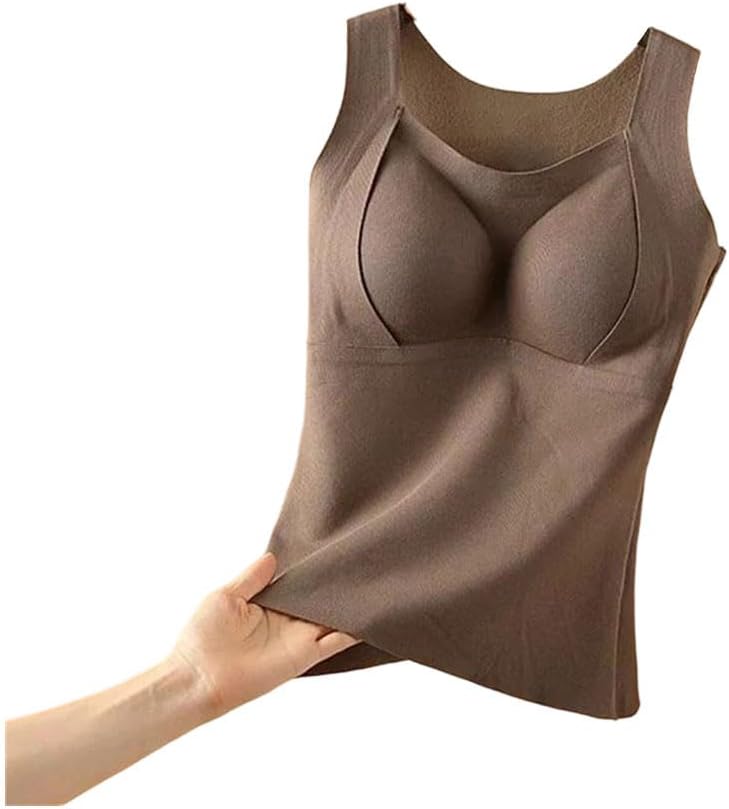 Women's Thermal Fleece Camisole, Removable Chest Pad Bra Thermal Vest