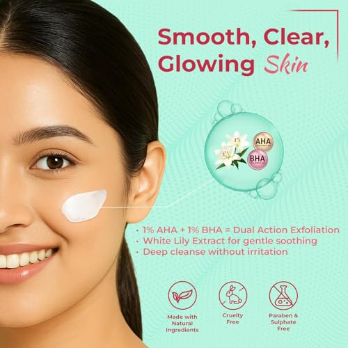 Image of 1% AHA 1% BHA Exfoliating Face Wash Women | Acne Control, Oil Control, Pore Cleansing, Hyperpigmentation | Removes Blackhead & Age Spots | Brightening Facewash Men For All Skin Types-150ML