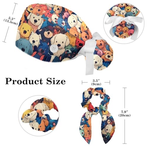Gorro quirúrgico ajustable para mujer con botones miniatura 2