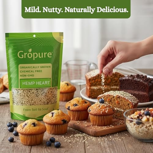 Image of GroPure Organic | Hemp Hearts 150g | Hulled Hemp Seeds for Eating | 36g Complete Protein | 10g Omega 3 & 6 Per Serving | Hemp Hearts for Eating | Raw, Pesticide-Free | Blends Into Smoothies, Salads & More