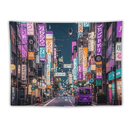 Tapisserie murale FHESDCW Tokyo violette en polyester de dimensions 152x203 cm