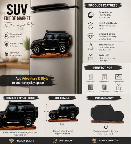 Image of Off-Road SUV Fridge Magnet, Adventure Theme (Multicolour)