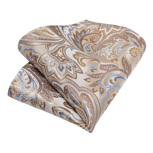 Image of DiBanGu Extra Long Tie for Men 63 inch XL Silk Necktie Set | Pocket Square and Cufflinks, Big and Tall, Jacquard Woven, Gift Box, Paisley /Plaid /Solid /Striped, for Weddinng Party Business