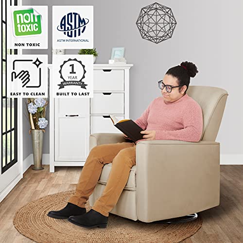 Evolur Harlow Deluxe Upholstered Plush Seating Glider Swivel, Rocker, Power Recliner With Usb Port, Greenguard Gold Certified, Glider Chair For Nursery In Shell, Modern Nursery Recliner #TOP1