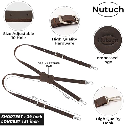 Image of Grain Buffalo Leather Suspender for Men | 0.2 inches thickness | Western Heavy Duty Dress Suspender