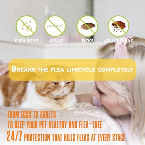 Pets4Luv Floh & Zecken Halsband für Katzen mit natürlichen ätherischen Ölen | Bis zu 8 Monate Langzeitschutz | Wasserdicht & Verstellbar (bis 48cm) | 3er Pack