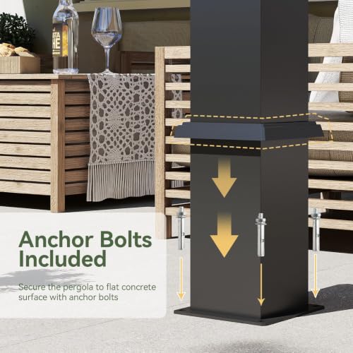 Image of Aoxun Louvered Pergola 10' x 12' 96S Outdoor Metal Pergola with Adjustable Top for Decks, Gardens and Backyards, Easy Assembly via Structural Patent, Gray