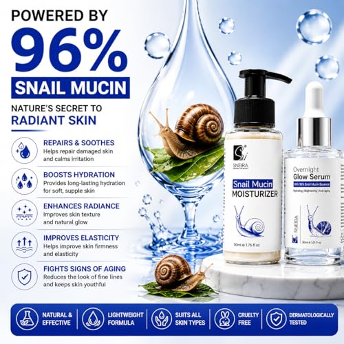 Image of Snail Combo 80ml, 96% Snail Mucin Glow Serum & Moisturizer|Helps Reduce Pimples with For Oily and Acne Prone Skin |Perfect Skin Renewal and Youth Boost