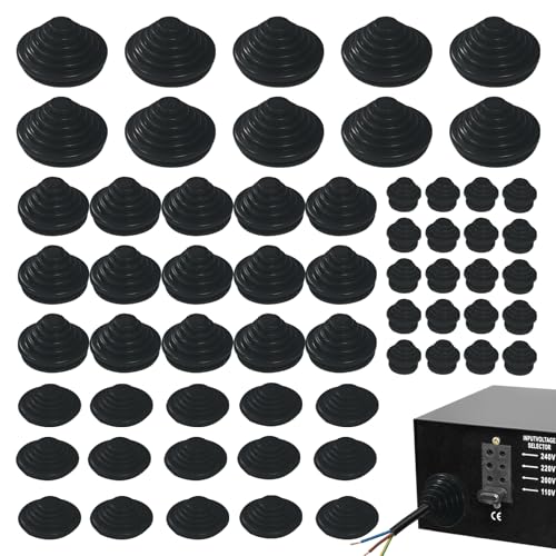 Menibeuty 60Stück Kabeldurchführung Gummi Für Kabel Draht, Gummitüllen Für Kabel 10/20/25/30 mm Gummi Tower, Kabeltülle Gummi(Schwarz)