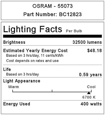 Osram Hmi Digital 400w 75v Gzz9 5 Base 6000k Metal Halide Bulb Amazon Com