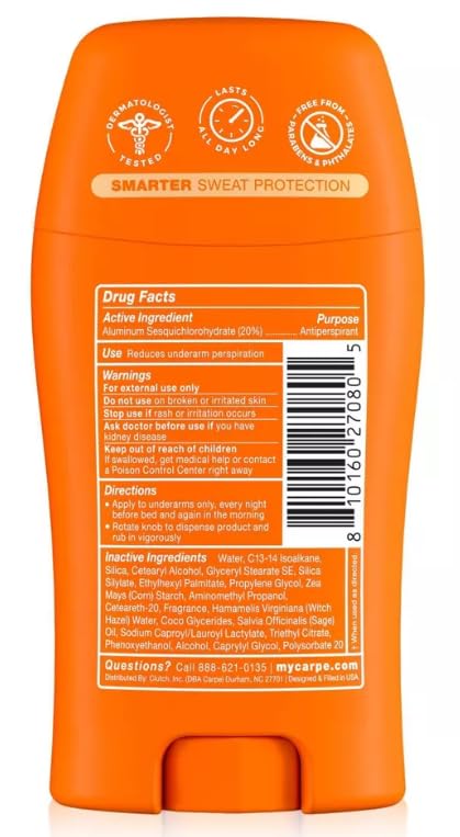 Carpe Women's 100HR Sweat & Odor Control Antiperspirant Deodorant - Vanilla Peach - 1.76oz