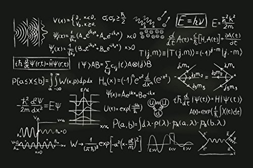 Image of Quantum Physics Formula Equations Science Lab Scientific Blackboard Illustration Educational Classroom Teacher Learning Homeschool Chart Display Teaching Cool Wall Art Print Poster 36x24