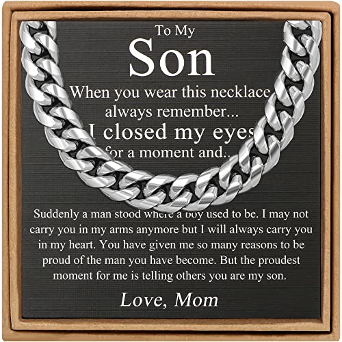 Image of JoycuFF Mens Cuban Link Chain Necklace for Boyfriend Gold Silver Stainless Steel 6MM 10MM Hip Hop Anniversary Birthday Christmas Jewelry for Men