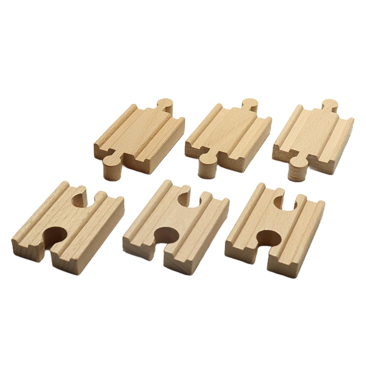Set di 8 accessori per binari dritti in legno per trenino Thomas con 4 binari dritti doppi concavi e 4 binari doppi convessi