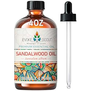 EVOKE OCCU Sandalwood Essential Oils 4 Fl Oz, 100% Pure and Natural Sandalwood Oil for Skin Care, Diffuser, Perfume, Candle and Soap Making – 118ml