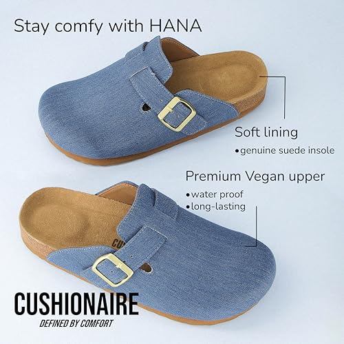 Image of CUSHIONAIRE Hana Womens Clogs | Comfortable Vegan Suede Clogs for Women | Slip On Potato Shoes with Cork Footbed & Arch Support | Memory Foam, Wide Widths Available