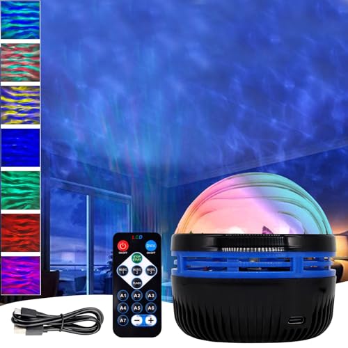 Aurora Boreales Proyector 2 en 1 de Auroras Boreales y Olas Oceánicas, Proyector LED de Cielo Estrellado con Mando a Distancia para Dormitorio y Habitación Infantil