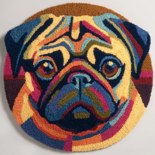 Tapis point noué Carlin coloré 50x50cm pour débutant