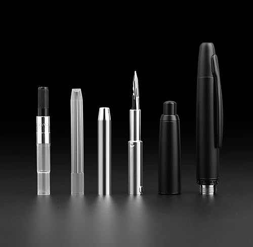 Vista 28 de Majohn - Pluma estilográfica de prensa A1 con convertidor, juego de escritura retráctil negro dorado (sin versión de clip)