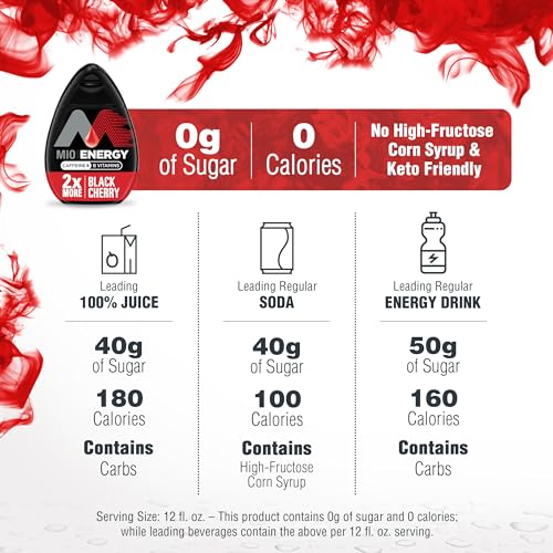 Image of MiO Energy Black Cherry Liquid Water Enhancer Drink Mix, 2x More, 3.24 Fl Oz Bottle, As Seen on TikTok (Pack of 3)