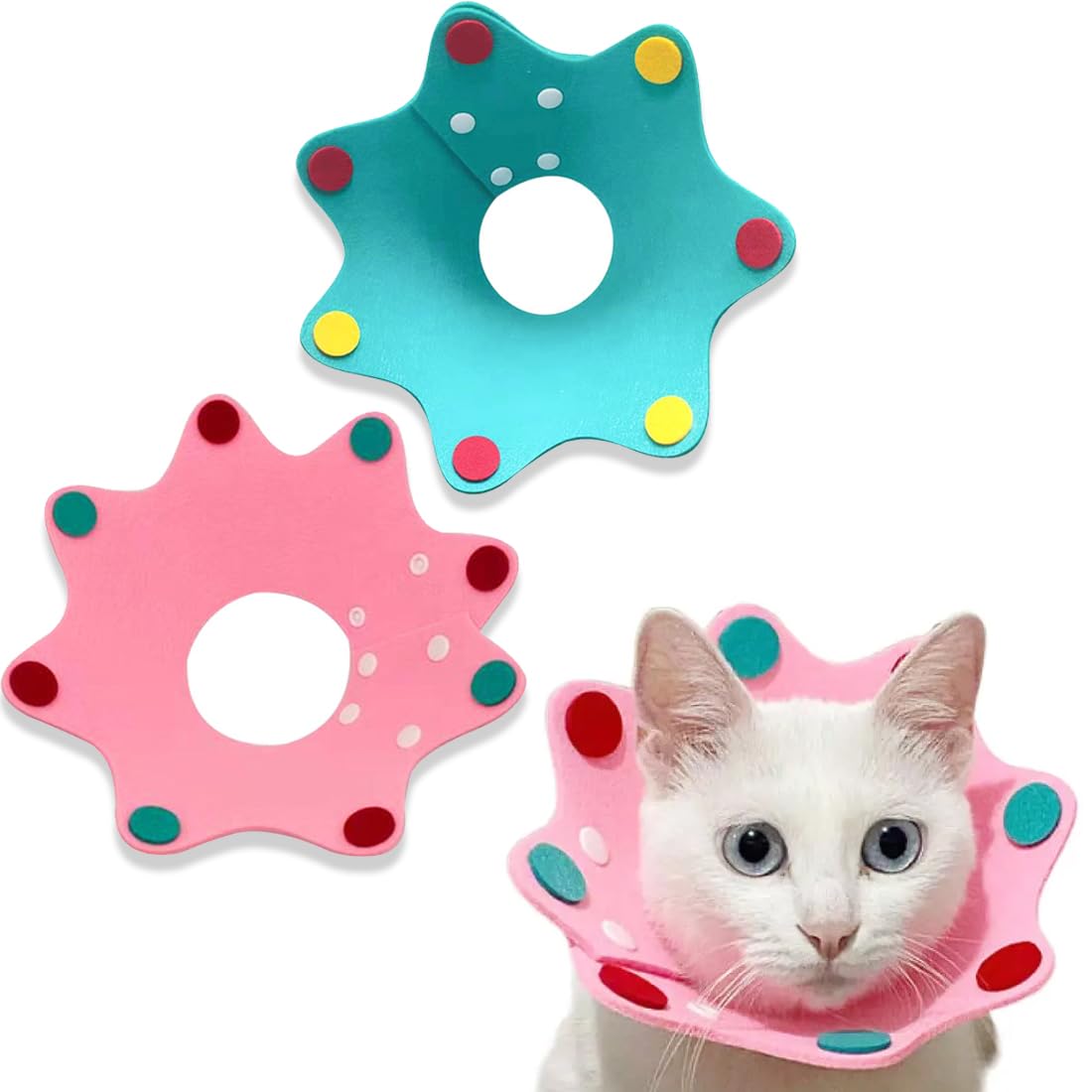 AAED 2 Piezas Conos De Recuperación para Mascotas, Collarines para Curar Heridas,Collar Isabelino Gato, Collar De Gato Antilamer，Collar Isabelino para Perros y Gatos(Cuello : 22-28cm)（m）