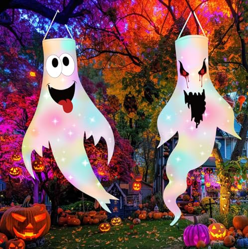 Halloween Decorations, 2Pcs 47" Halloween Ghost Decor,Windsocks LED Hanging Decor, Outdoor Halloween Decorations Hanging Ghost for Halloween Party Favors Yard Garden Patio Halloween Outdoor Decor Halloween Decorations, 2Pcs 47" Halloween Ghost Decor,Windsocks LED Hanging Decor, Outdoor Halloween Decorations Hanging Ghost for Halloween Party Favors Yard Garden Patio Halloween Outdoor Decor