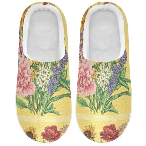 JUNZAN Autumn Hyacinths Sunflower Yellow Mens Cotton Slipper Soft Memory Foam Foam Slippers for Outdoor Birthday Presents 6-7