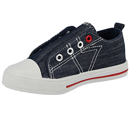 Foster Footwear Chatterbox Dex - Zapatillas deportivas para niños (lona, cierre táctil), color azul vaquero