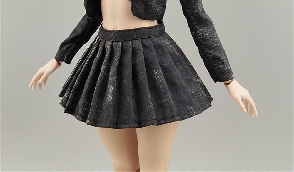 Costume de poupée plissée 1/6 AMITD robe noire vêtement figurine féminine 12 pouces