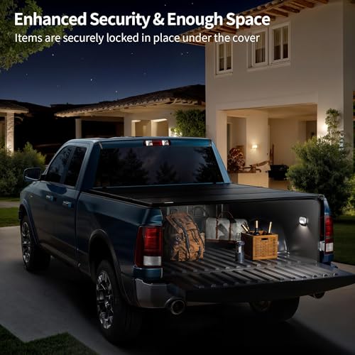 Image of OEDRO FRP Hard Tri-fold Tonneau Cover Fold Truck Bed Covers Fits for Ford F150 F-150 2015-2025 with 5.5 Feet Bed