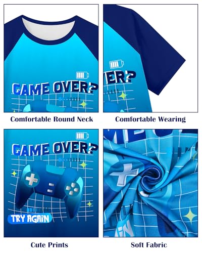 Fiodrimy Boys Pajamas Little Big Boys Short Sleeves and Pants Pajamas 2-Piece Pjs Set Kids Sleepwear Size 8-144