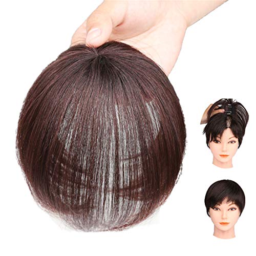 ZHAS Couvre-Couronne de Cheveux Humains réels pour Femmes avec Une Tache Chauve, Agrafe dans Le Toupet Coiffe supérieure pour Femmes, 6 'Brun foncé