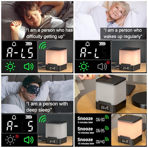 Image of winshine Alarm Clock for Bedroom, RGB Night Light Bluetooth Speaker with Music Rhythms, Wake-up Alarm Clock with Sound and Light, 12 or 24 Hr AutoOff Touch Control, Gift for Teens Girls or Boys, Black
