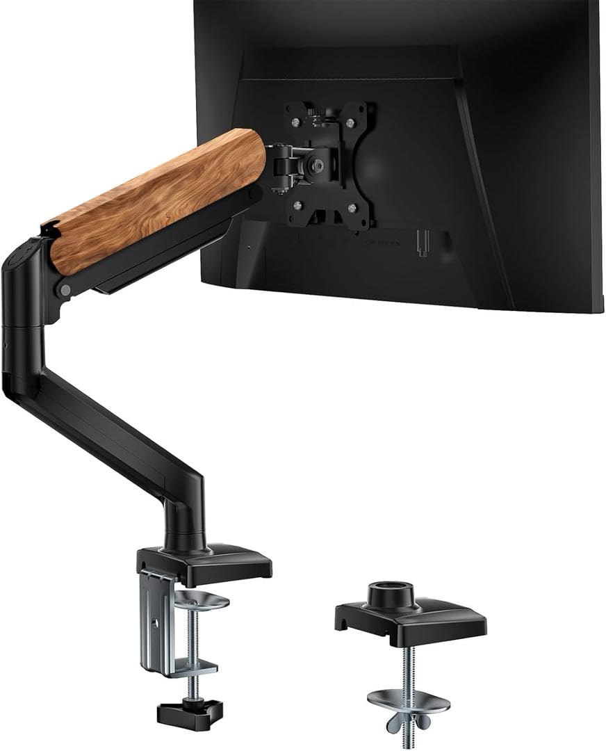 Lions Head Monitor Stand Gas Spring - Basic Pole Mount for 22-27Inch Monitors, Tilt Adjustable, Ergonomic Design, Weight Support 8 kg, Stand Weight 2.6 kg