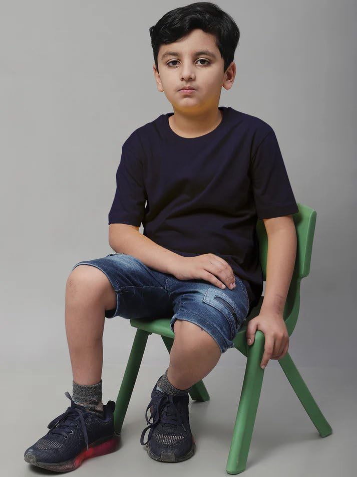 Sale Mart Boys' & Girls' T-Shirt (BPBTS-85_Navy Blue_13-14 Years ) 4