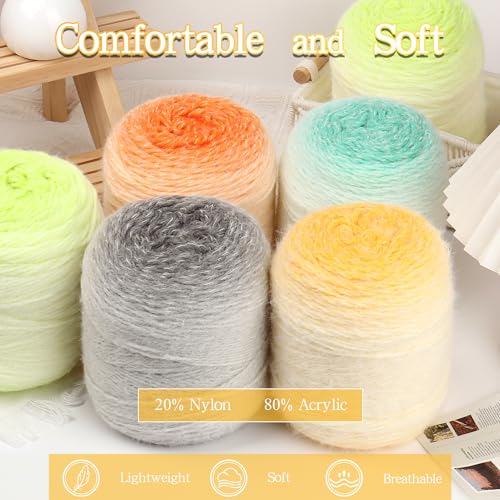 Image of Katech Ombre Yarn for Crocheting-Large Skein of Gradient Yarn Cake-2 Pack of 200g /7.05 oz-80% Acrylic,20% Nylon- #4 Medium-Perfect for Star Blankets, Scarves, Shawls and Garments (G)