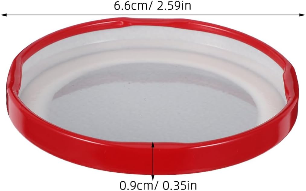 100pcs 63mm Red Mason Jar Lids Regular Mouth Aluminum Metal Sealing Covers Airtight Canning Caps for Honey Chili Sauce Glass Jars Kitchen Storage