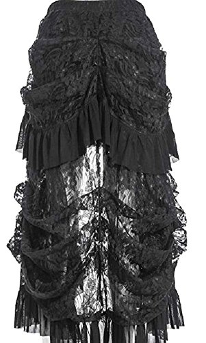 Coswe Women's Black Lace Victoria Gothic Long Maxi Skirt For Party2