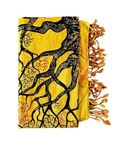 Copritutto Grande New Albero Copri Divano 100% Cotone Riciclato con Frange 210x230cm Telo Mare (Giallo)