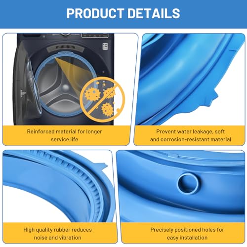WH05X29521 Washer Door Gasket for GE GFW550SSN0WW GFW550SSN2WW GFW550SSN5WW GFW550SSN1WW GFW550SPR5RS GFW550SPN0DG GFW550SPR4RS GFW550SSN4WW GFW550SSN3WW GFW510SCN0WW GFW510SCV0WW Gasket Seal