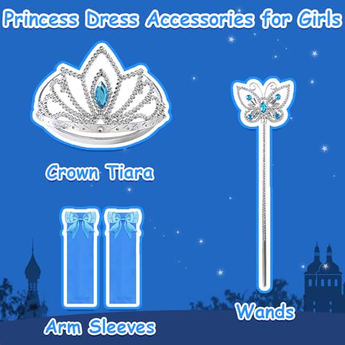 Vestido Princesa para Niñas Manga Abullonada Azul miniatura 6