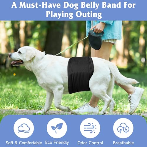 Image of Reusable Dog Diapers Male 3Pcs, Premium Washable Belly Band for Male Dogs Small, High Absorbing Male Dog Wraps for Doggie in Incontinence, Excitable Urination and Training(Black, S)