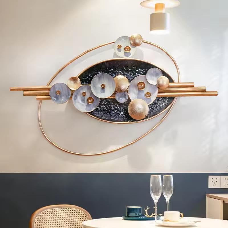 Image of ZOVE 3D Metal Wall Art Decor - Modern Light Luxury Wall Sculptures, Unique Design Metal Wall Art for Home, Living Room & Office, Stylish Metal Wall Sculpture - Size 45 X 22 Inch