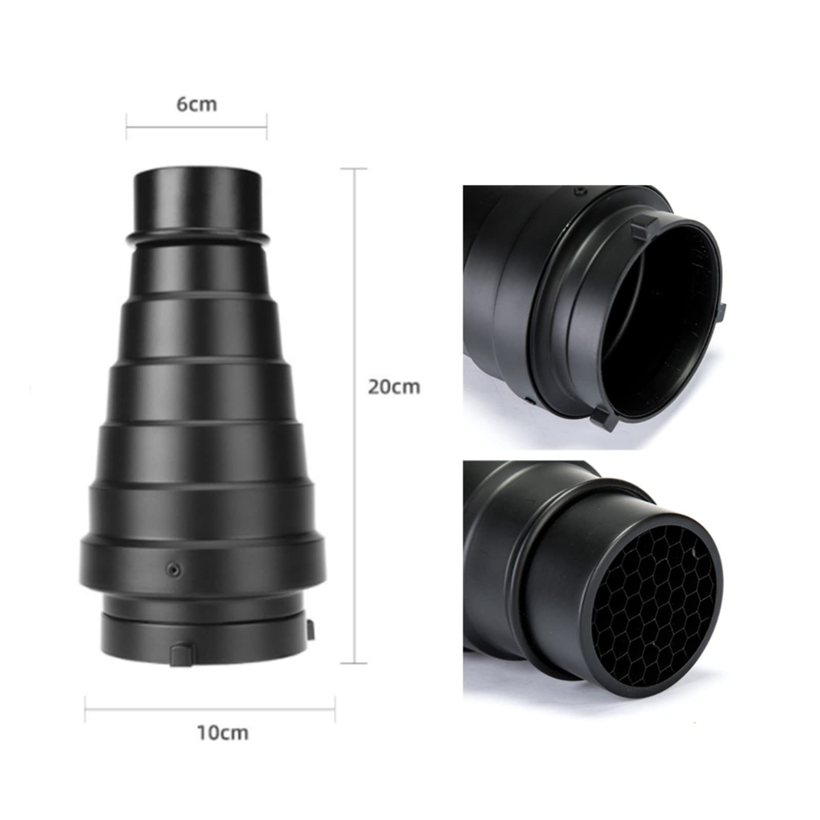 Metalowy Stożkowy Snoot Z Siatką O Strukturze Plastra Miodu I 5 Szt. Zestaw Filtrów Kolorów Filtr Mocujący Bowens Do Studyjnej Lampy Błyskowej Monolight Do Fotografii Błyskowej